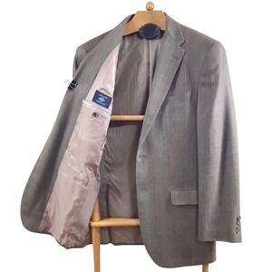 Joseph Abboud 42R Wool Blend Gray Brown Pinstripe Jacket Blazer Sport Coat